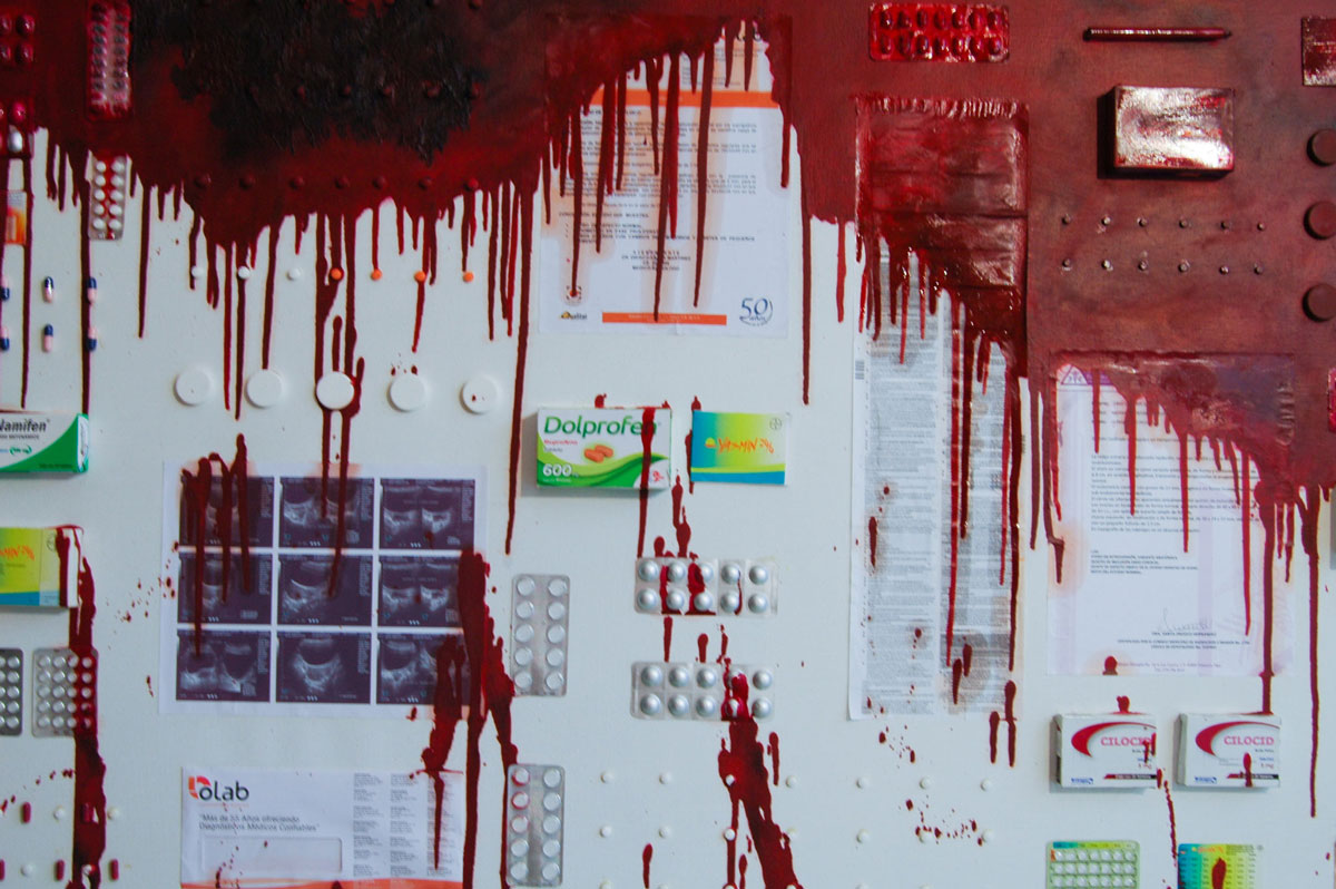 Historial Médico, 150cm x 100 cm, técnica mixta, 2020 (Detalle)