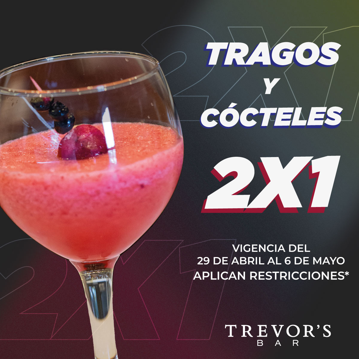 Promoción 2x1 para Trevor's Bar de Hotel Verticca, 2022